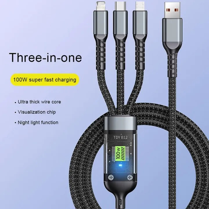 100 w 3in1 fast charging cable